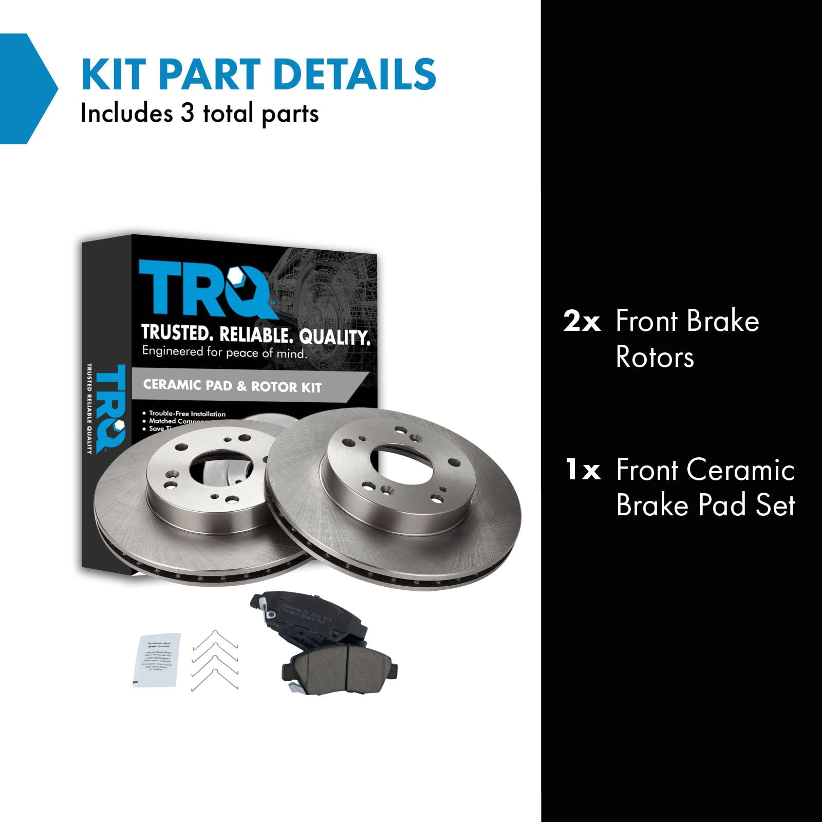Trq Front Brake Pad & Rotor Kit Brake Pads Brake Rotor Ceramic Compatible With 2002-2006 Acura Rsx 2006-2011 Honda Civic 2011-20