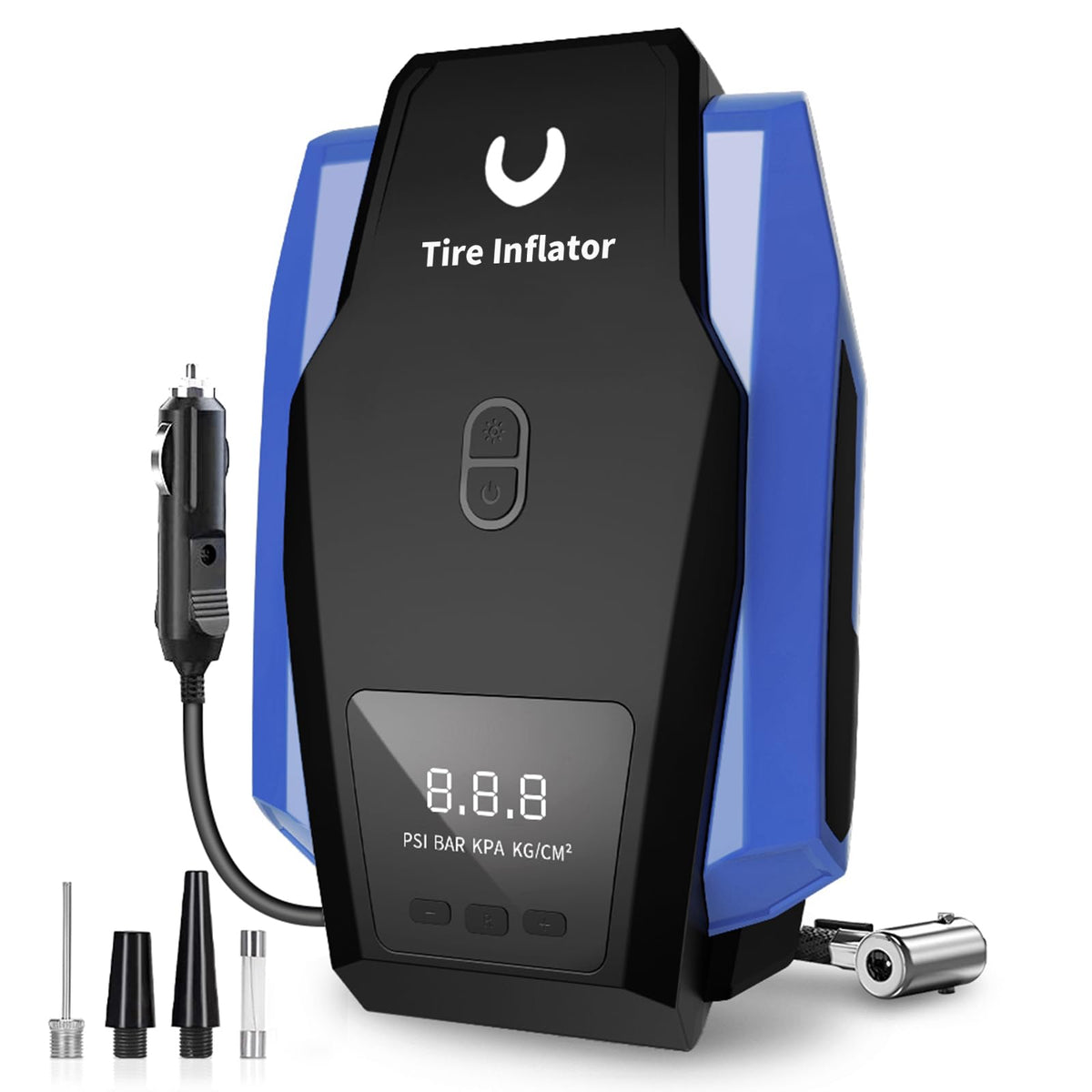 Tire Inflator Portable Air Compressor - Air Pump For Car Tires - 12V Dc Compact Tire Pump With Auto Shutoff Function - Multipurp