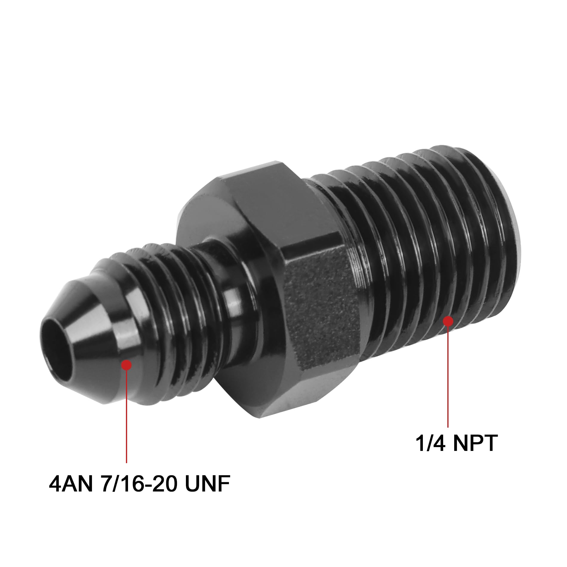Evil Energy 4An Male Flare To 1/4'' Npt Pipe Fitting Adapter Straight Aluminum Black