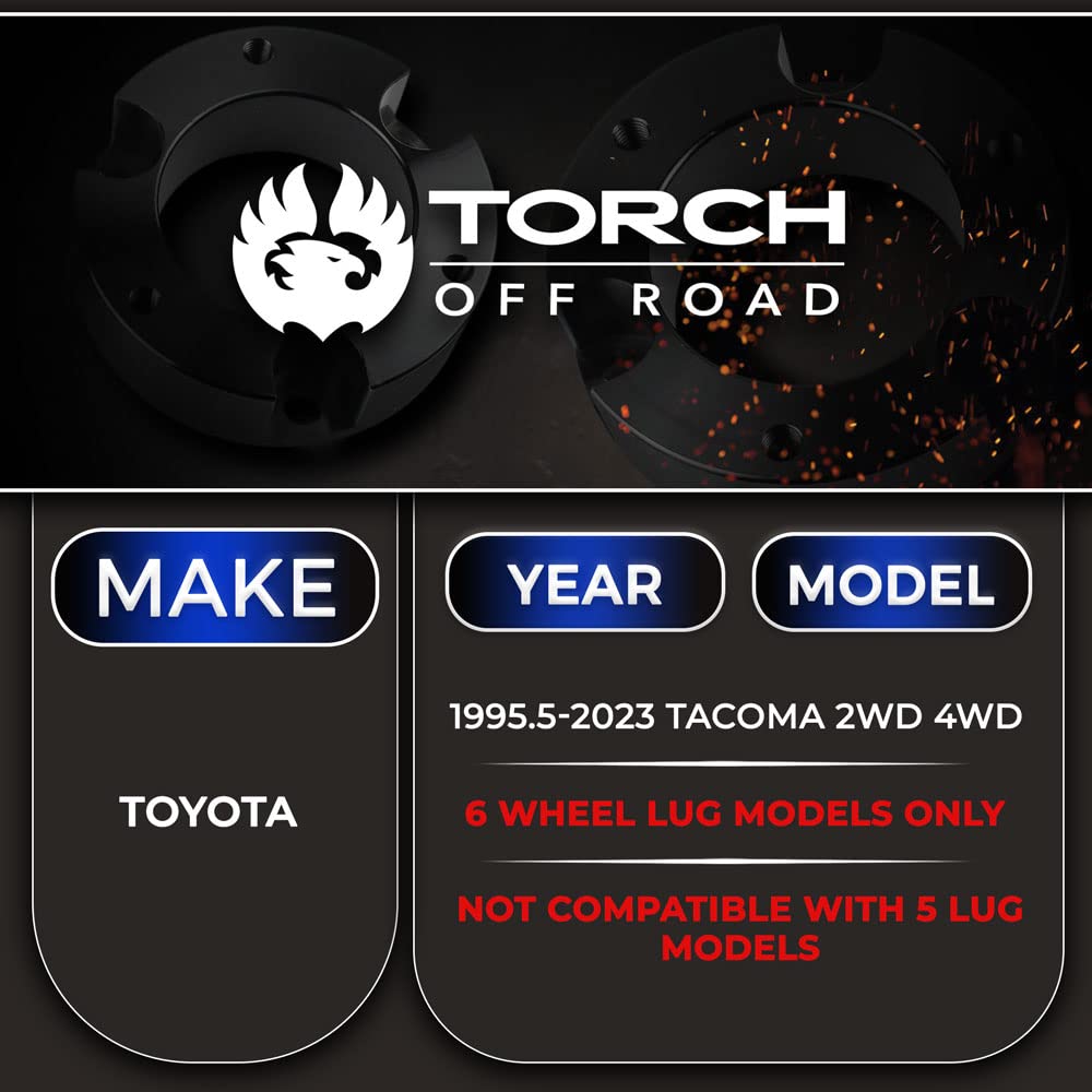 TORCH Off Road Rear Add A Leaf Lift Kit for 1995-2023 Toyota Tacoma 2WD/4WD, 1.5"-2" Lift, 8.5" Square