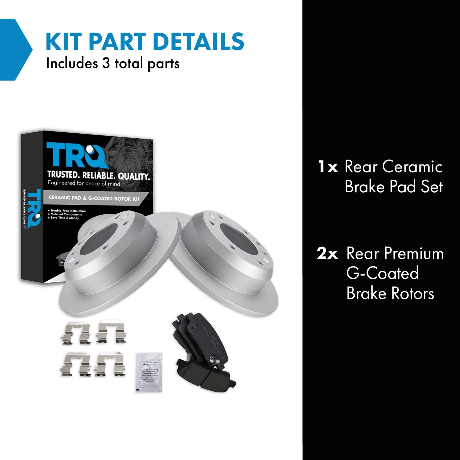 Trq Rear Brake Pad & Rotor Kit Brake Pads Brake Rotor Ceramic Premium G-Coated Compatible With 2007-2008 Hyundai Entourage 2007-
