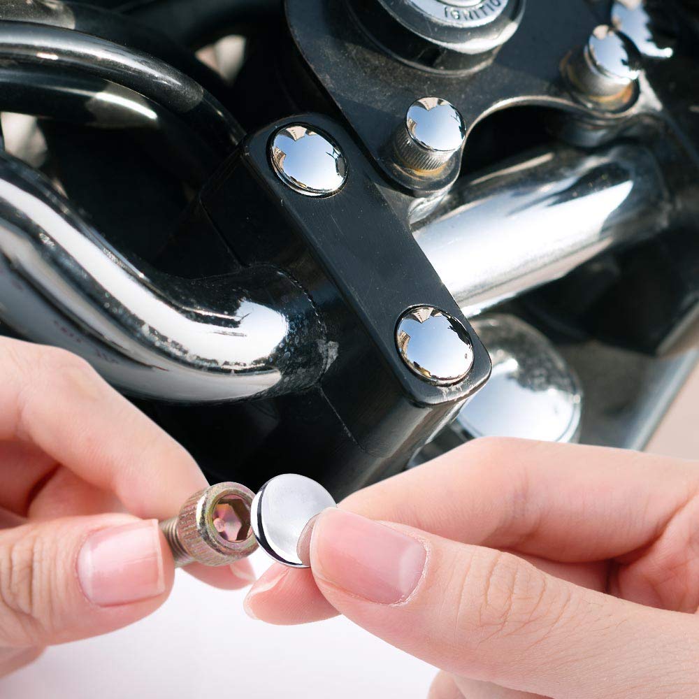 Kiwav Motorcycle Round Bolt Cap Screw Cover Plug Chrome For 8Mm Thread Allen Head Bolts, Ie M6 Allen Key