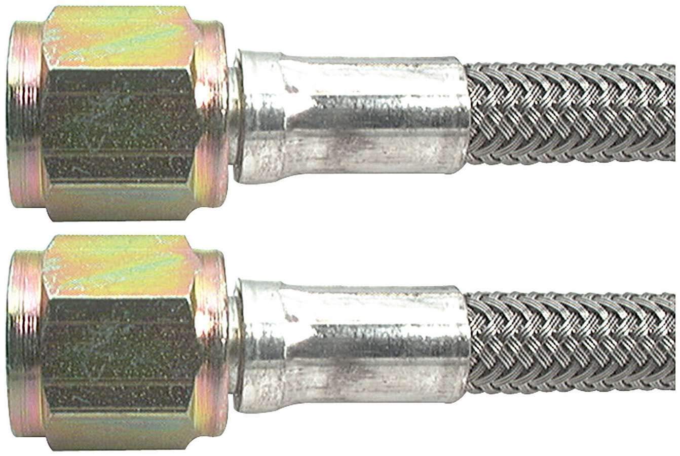 Allstar Performance AN Hose Assembly, 24 in Long, 4 AN Hose, 4 AN Straight Female to 4 AN Straight Female, Braided Stainless, PT