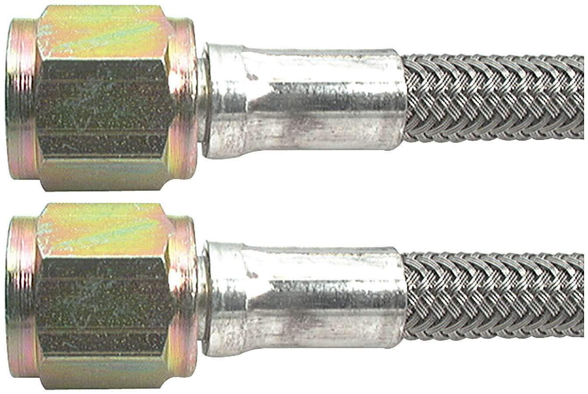 Allstar Performance AN Hose Assembly, 24 in Long, 4 AN Hose, 4 AN Straight Female to 4 AN Straight Female, Braided Stainless, PT