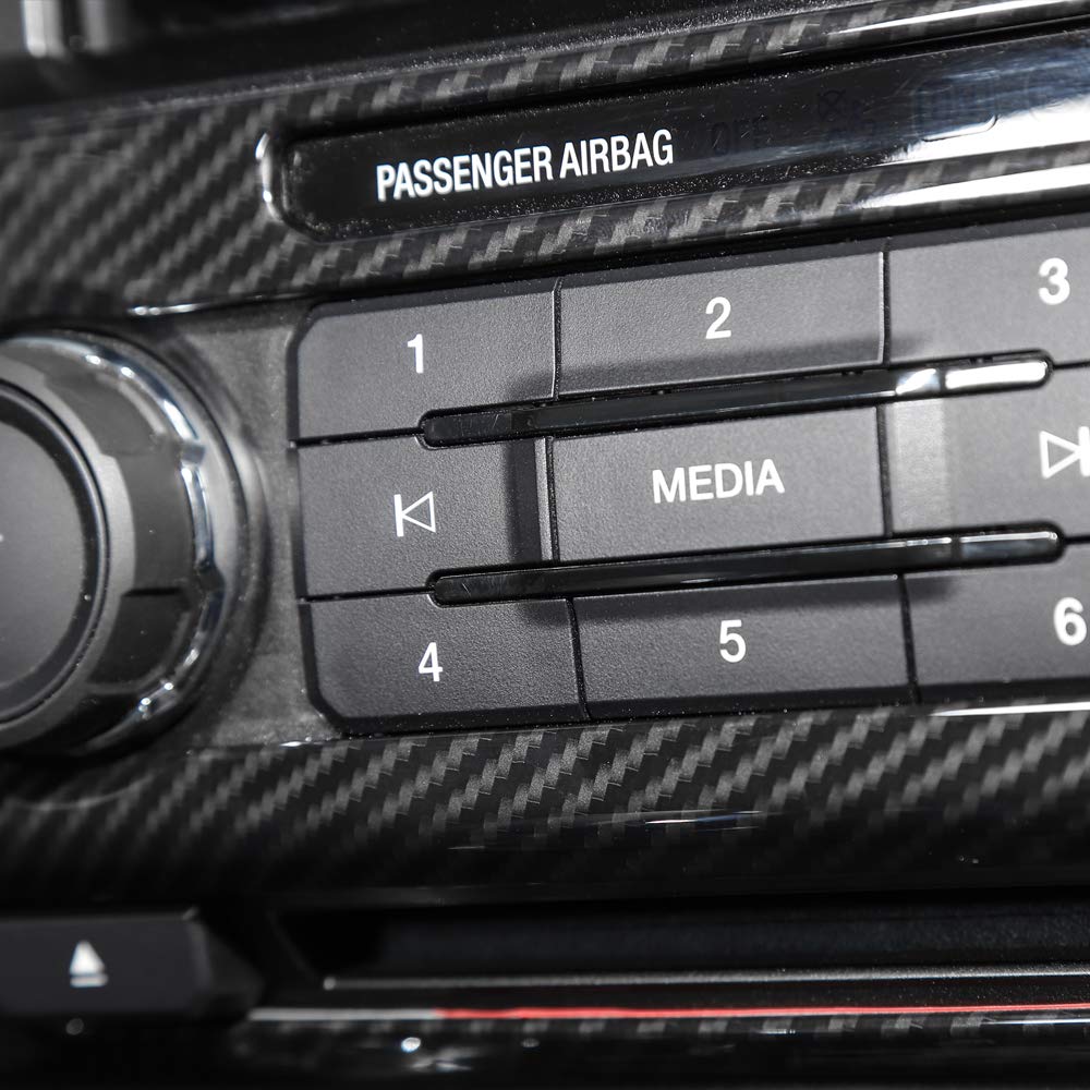 Voodonala Carbon Fiber Grain Central Control Volume Panel Decorative Trim For Ford F150 2015 2016 2017