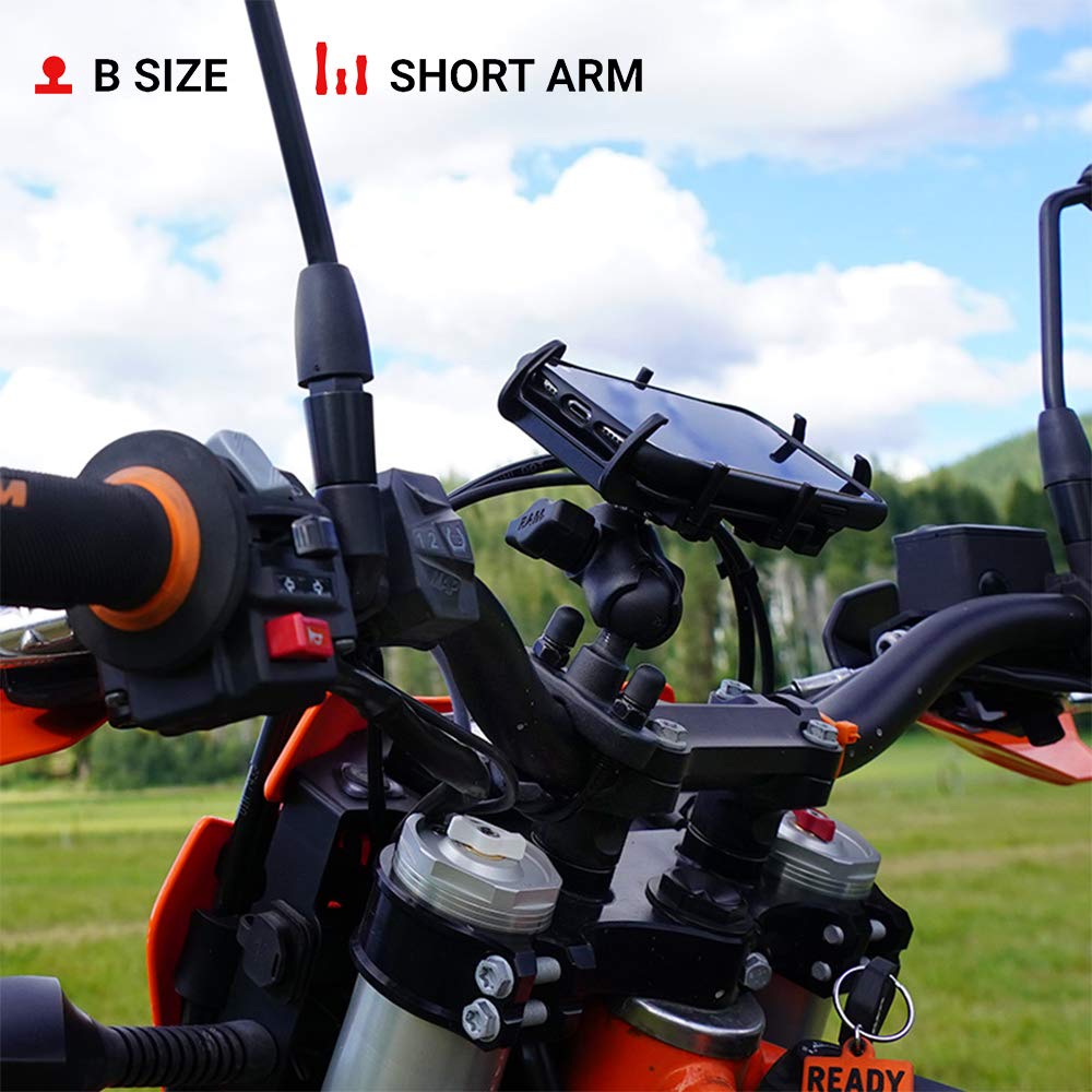 Ram Mounts Handlebar U-Bolt Base For Rails 0.5 To 1.25 In Diameter Ram-B-231Zu With B Size 1 Ball