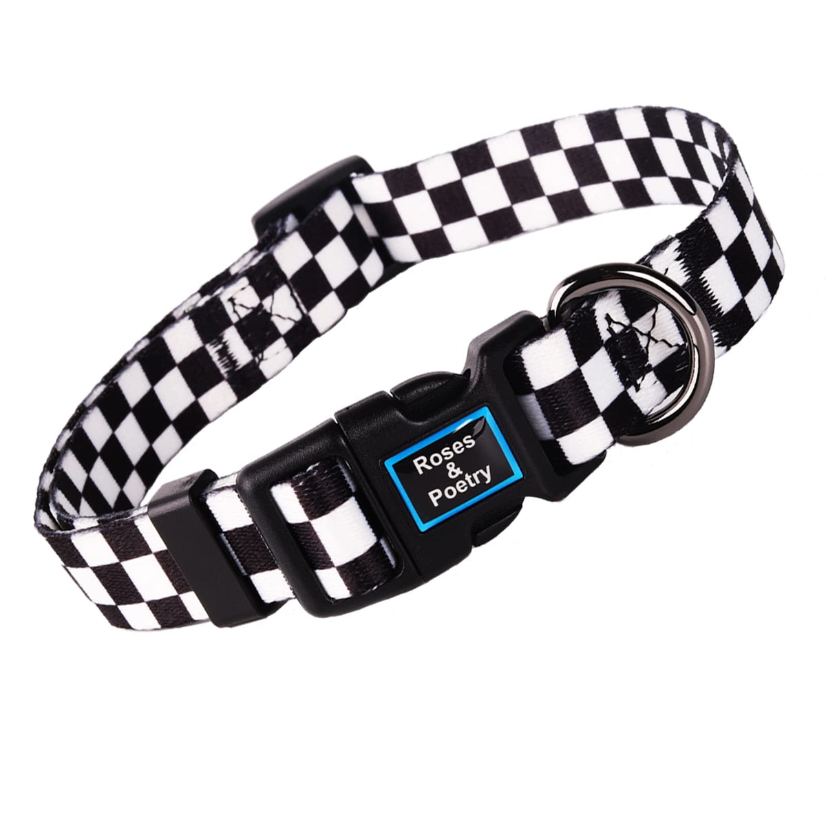 Rosespoetry Dog Collar With Colourful Checkered Patterns,Adjustable Durable Puppy Collars For Small Medium Large Dogs(Black  Whi