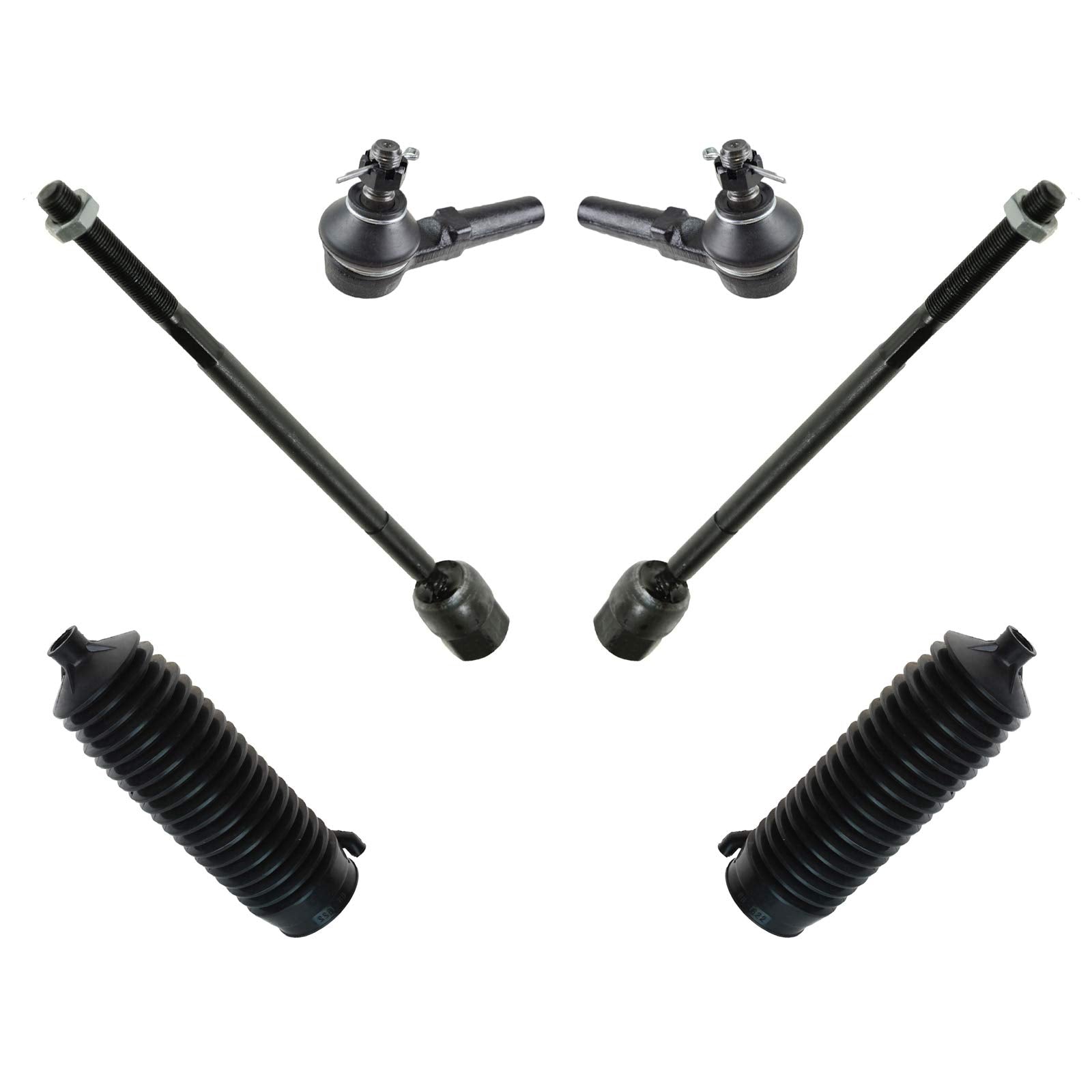 Trq Front Driver & Passenger Side Steering Kit Steering Rack & Pinion Bellow Tie Rod Compatible With 1993-2002 Mercury Villager