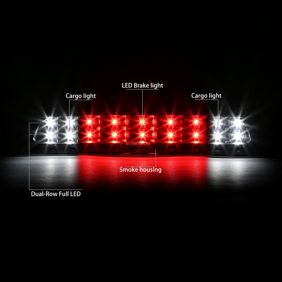 Dna Motoring 3Bl-Ttu07-Led-Bk-Sm Black Housing Led Third Tail Brake Light [Compatible With 07-18 Tundra]