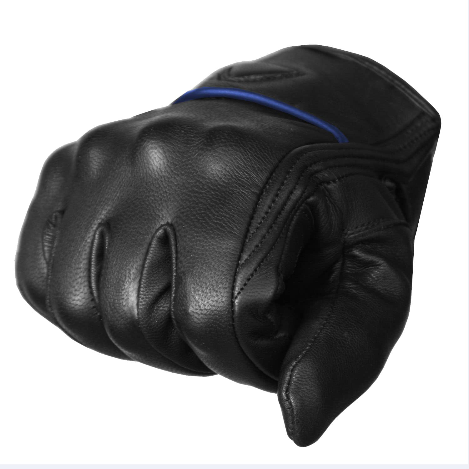 Jackets 4 Bikes Men'S Premium Leather Street Motorcycle Protective Cruiser Biker Gel Gloves Blackblue Xl