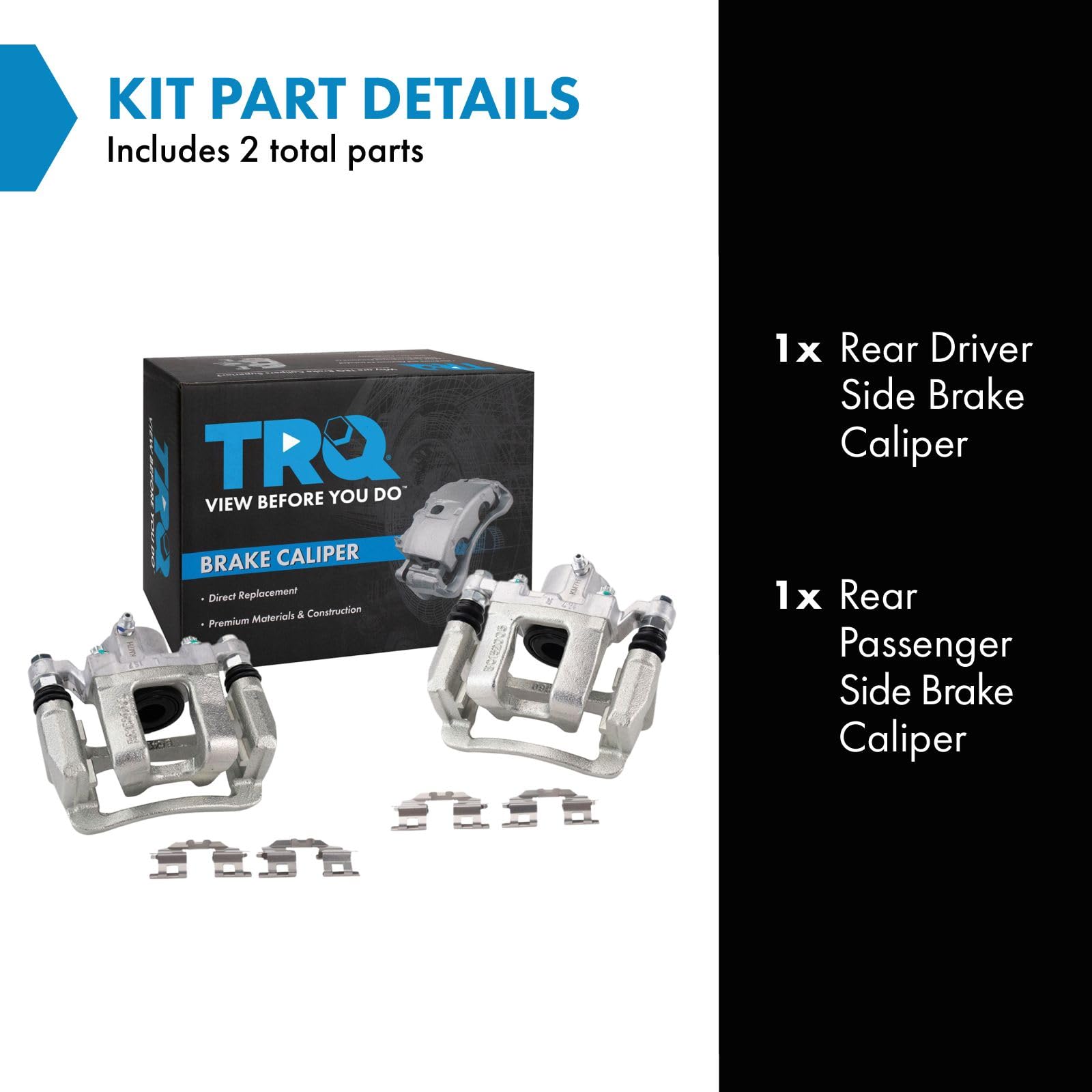 Trq Rear Brake Caliper Set Compatible With 2011-2015 Hyundai Sonata Kia Optima