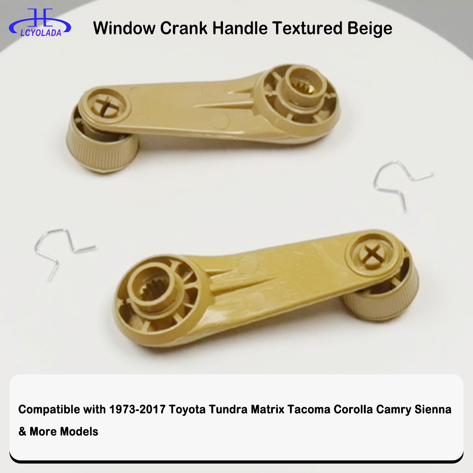 Lcyolada Window Crank Handle,Textured Beige,Compatible with 1973-2017 Toyota Tundra Yaris Matrix Tacoma Corolla Camry Sienna T10