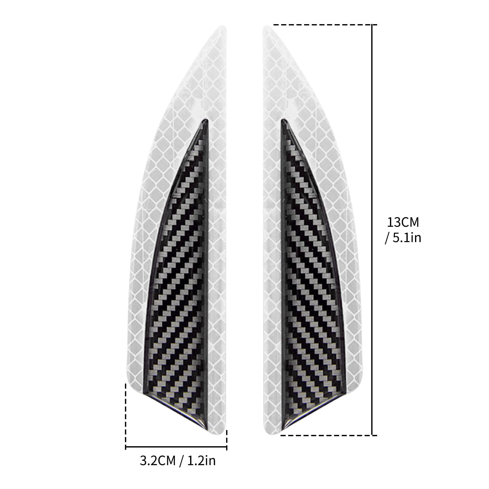 LANZMYAN Car Safety Reflective Trim Sticker Carbon Fiber Side Marker Safety Warning Anti-Collision Strip Protection Reflector Gu