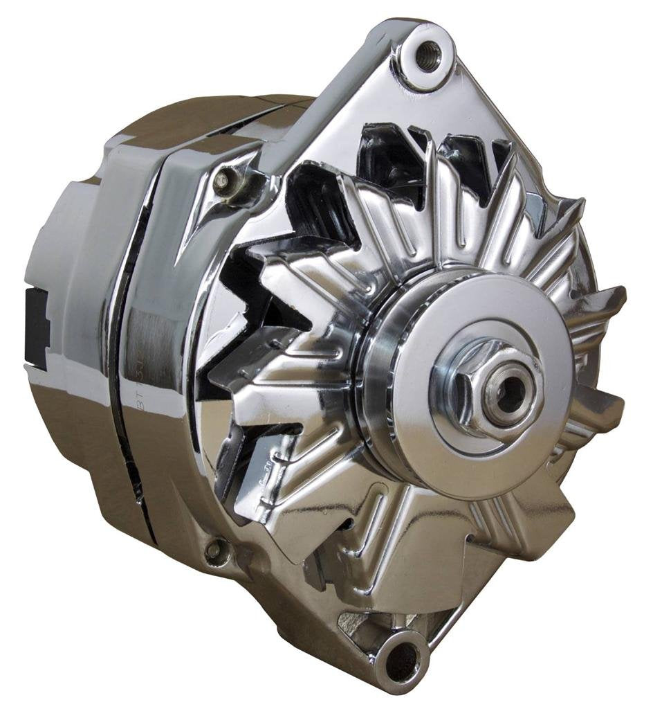 Rareelectrical 110A Chrome Street Rod Gm High Output Alternator Compatible With 1-One Wire Self Exciting Energizing