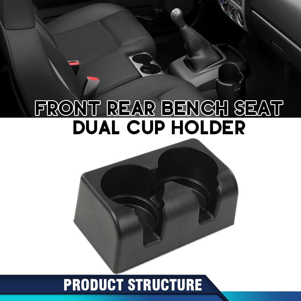 Pit66 Bench Seat Dual Cup Holder Center Console Insert Double Storage Front Rear Compatible With Chevy Colorado 2004-2012/Fit Gm