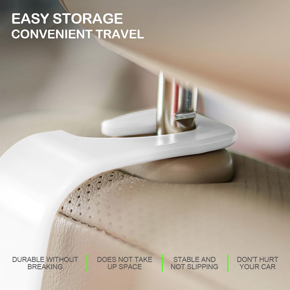 Osilly Car Seat Headrest Hook, 4 Pack Auto Seat Hanger Storage Organizer for Purse Handbag Coats Grocery Bags, Car Interior Acce