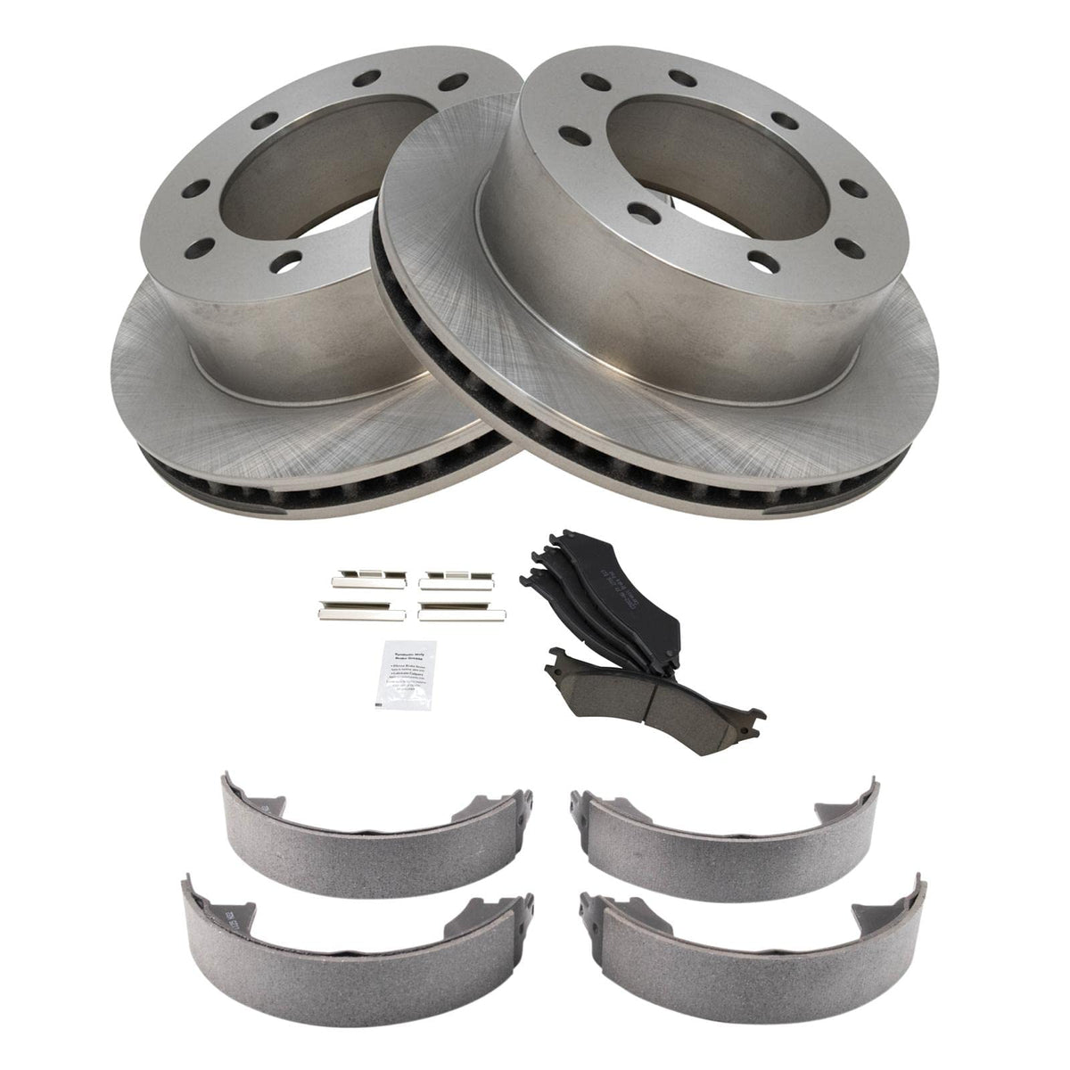Trq Rear Ceramic Brake Pad & Rotor Kit Compatible With 2005-2007 Ford E-250