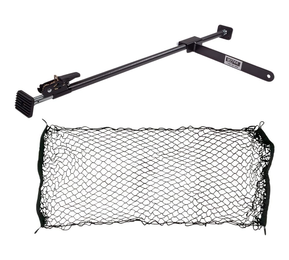 Mytee Products 40''-70'' Adjustable Heavy Duty Cargo Load Lock Bar W/ 16'' Divider Bar & Storage Net For Cargo Tie-Down, Pickup