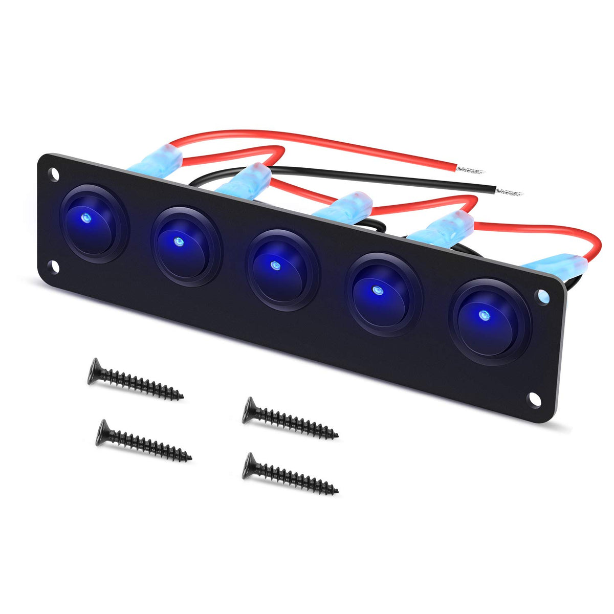 Nilight 5 Gang 3 Pin Rocker Switch Panel Waterproof On-Off Toggle Switches for Car Vehicle Trailer Truck SUV Marine Boat RV Ship