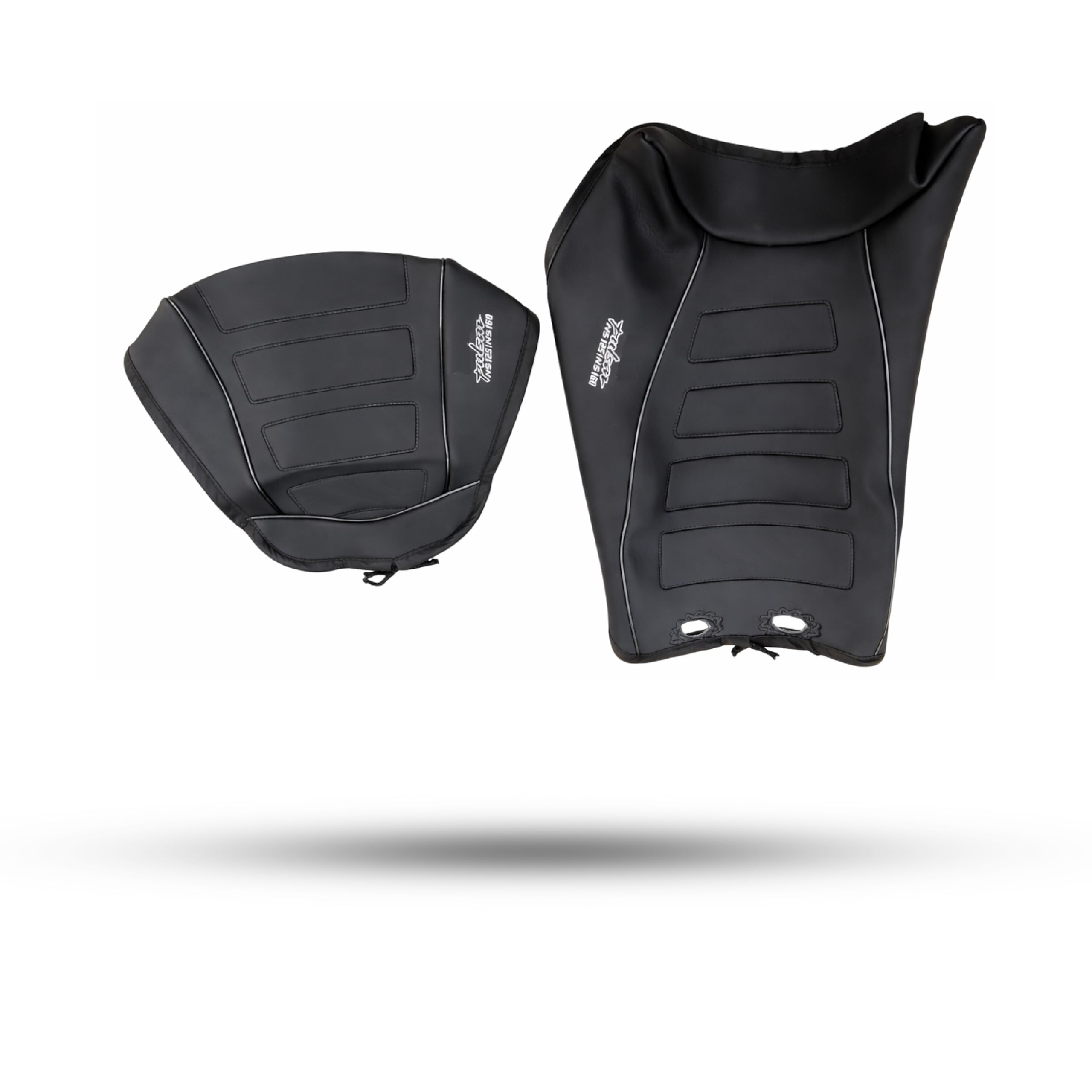 R.J.VON  Prime Quality Lether Finish Pulsar NS160 Seat Cover Black Compatible with Bajaj Pulsar NS160 BS6 (2 Pcs)