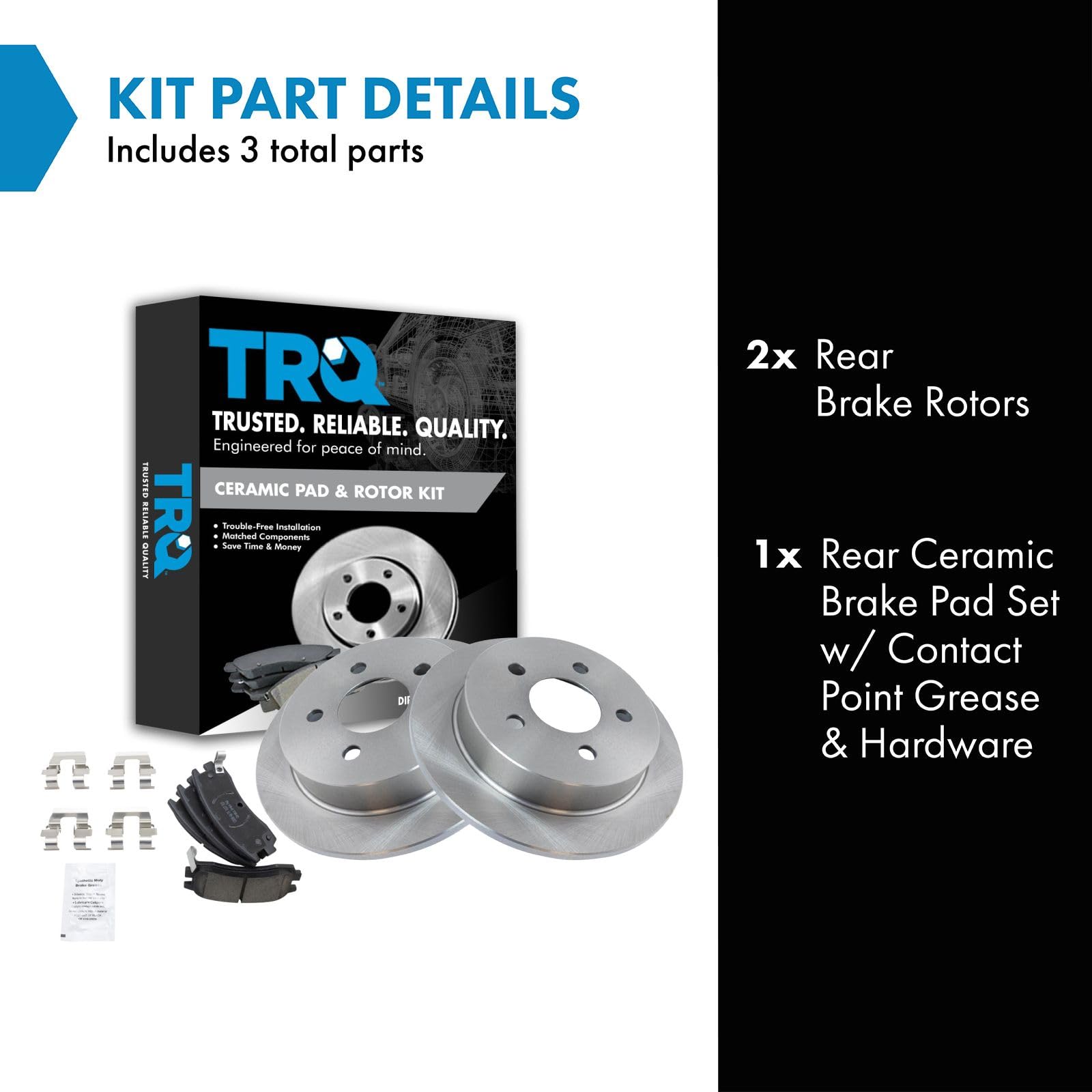 TRQ Rear Posi Ceramic Brake Pad & Rotor Kit for Buick Chevy Pontiac Olds