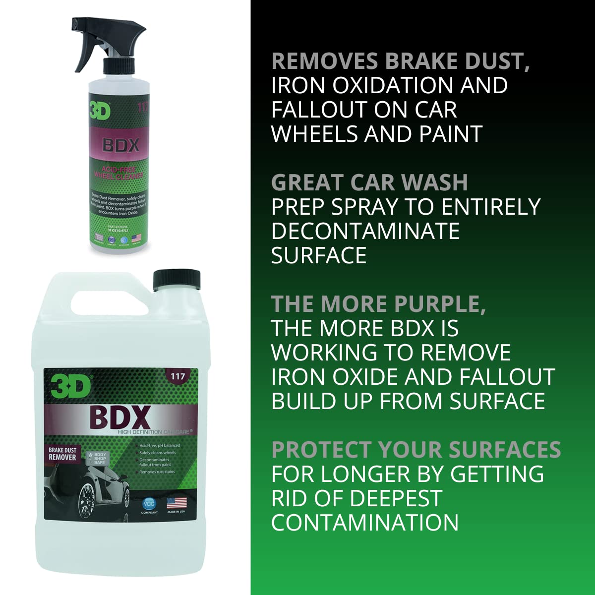 3D Bdx Brake Dust Remover - 1 Gallon | Rust Remover Erodes Iron Particles & Fallout From Automotive & Rv Paint, Wheels & Wheel Wells | Made In Usa | All Natural | No Harmful Chemicals