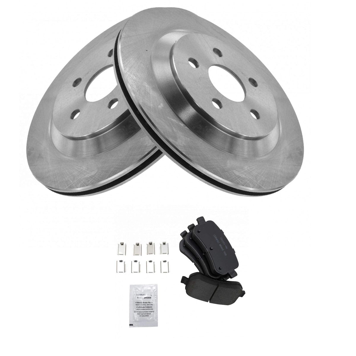 TRQ Rear Brake Pad & Rotor Kit Brake Pads Brake Rotor Ceramic Compatible with 2004-2007 Ford Freestar Mercury Monterey
