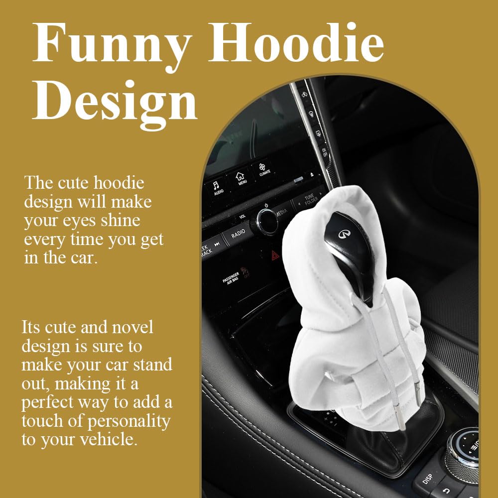 Kutyun Car Shift Gear Cover, Fashionable Sweater Hoodie Auto Gear Shift Knob Protector, Funny Gear Shift Hoodie for Knob Cover G