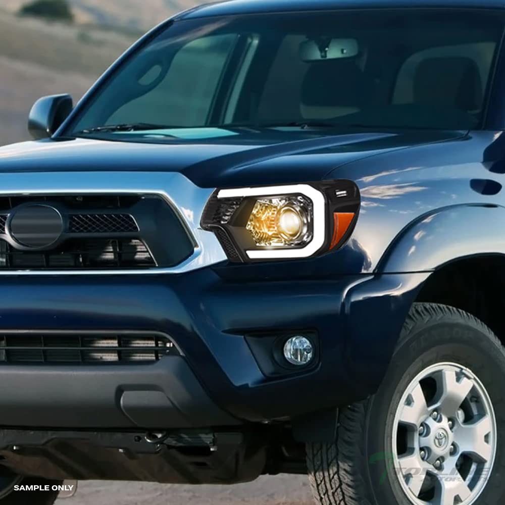 Tlaps 7422439477445 Compatible With 2012-2015 Toyota Tacoma Switchback Sequential Led Strip Bar Black Housing Projector Headligh