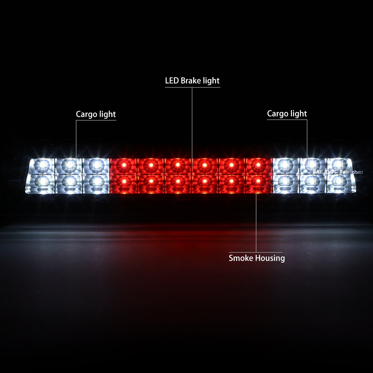 Dna Motoring 3Bl-Colo15-Led-Bk-Sm Black Housing Led Third Tail Brake Light [Compatible With 15-18 Colorado/Canyon]