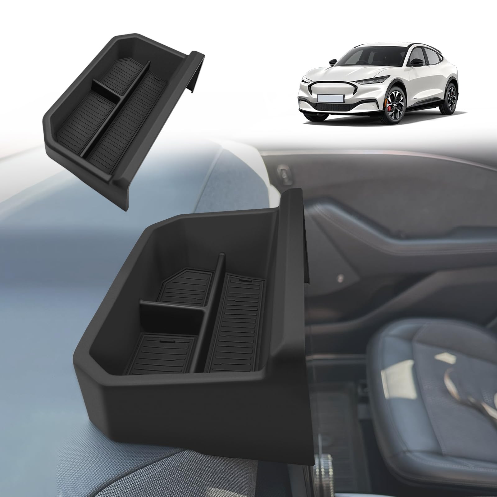 Bestevmod Upgrade Center Console Dash Storage Box Tray Compatible With Mustang Mach E 2021-2025 Dashboard Screen Back Organizer