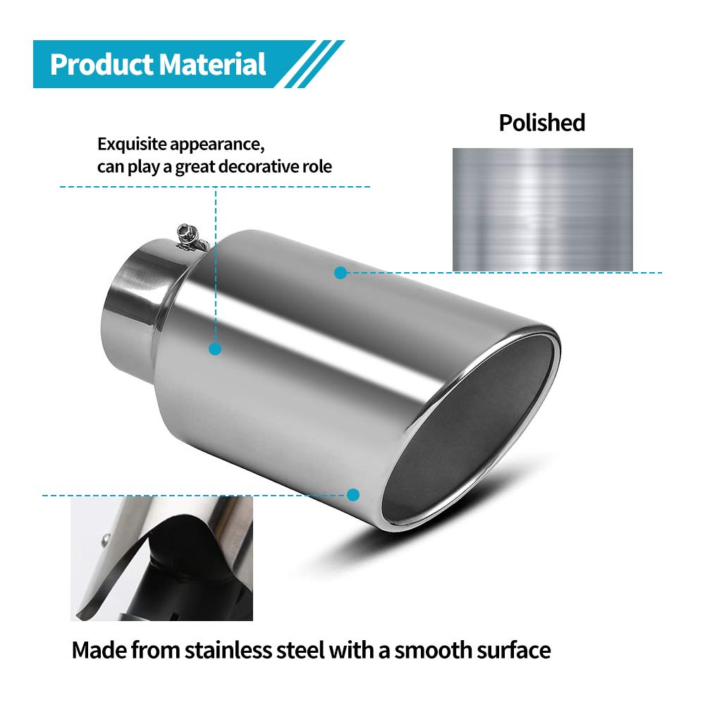 AUTOSAVER88 4'' Inlet Exhaust Tips, 4 Inch Inlet 8in Outlet 15 in Overall Length Chrome-Plated Finish Stainless Steel Exhaust Ta