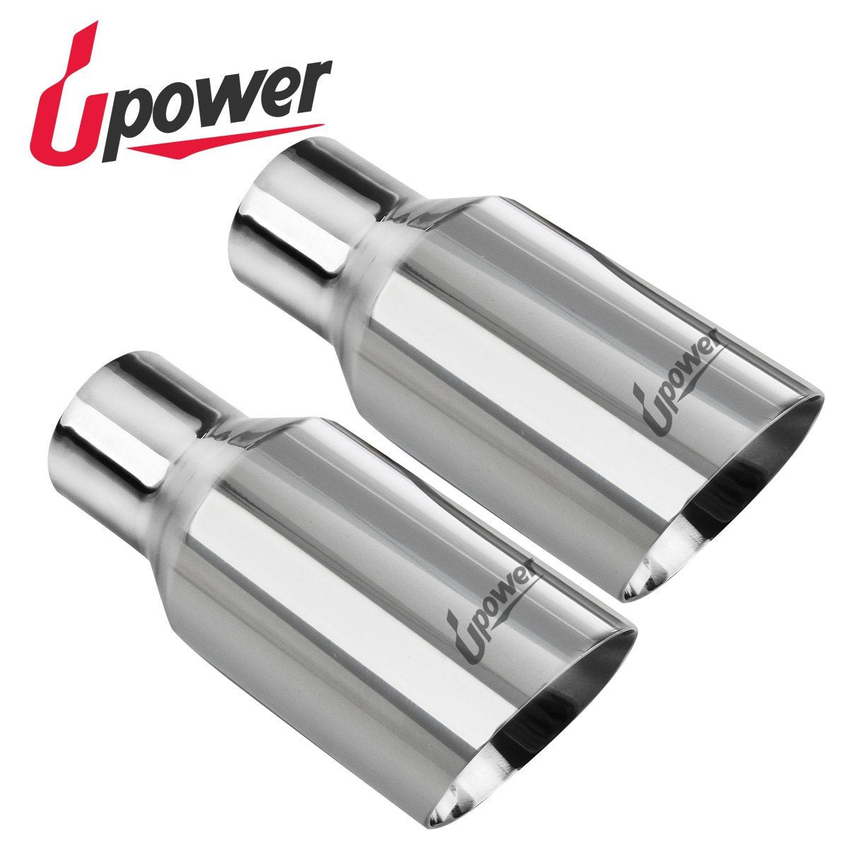 Upower Pack Of 2 Exhaust Tip 2.5 Inch Inlet 4 Inch Outlet 9' Long 304 Stainless Steel 2.5' To 4' Diesel Exhaust Tailpipe Tip Double Wall Slant Cut