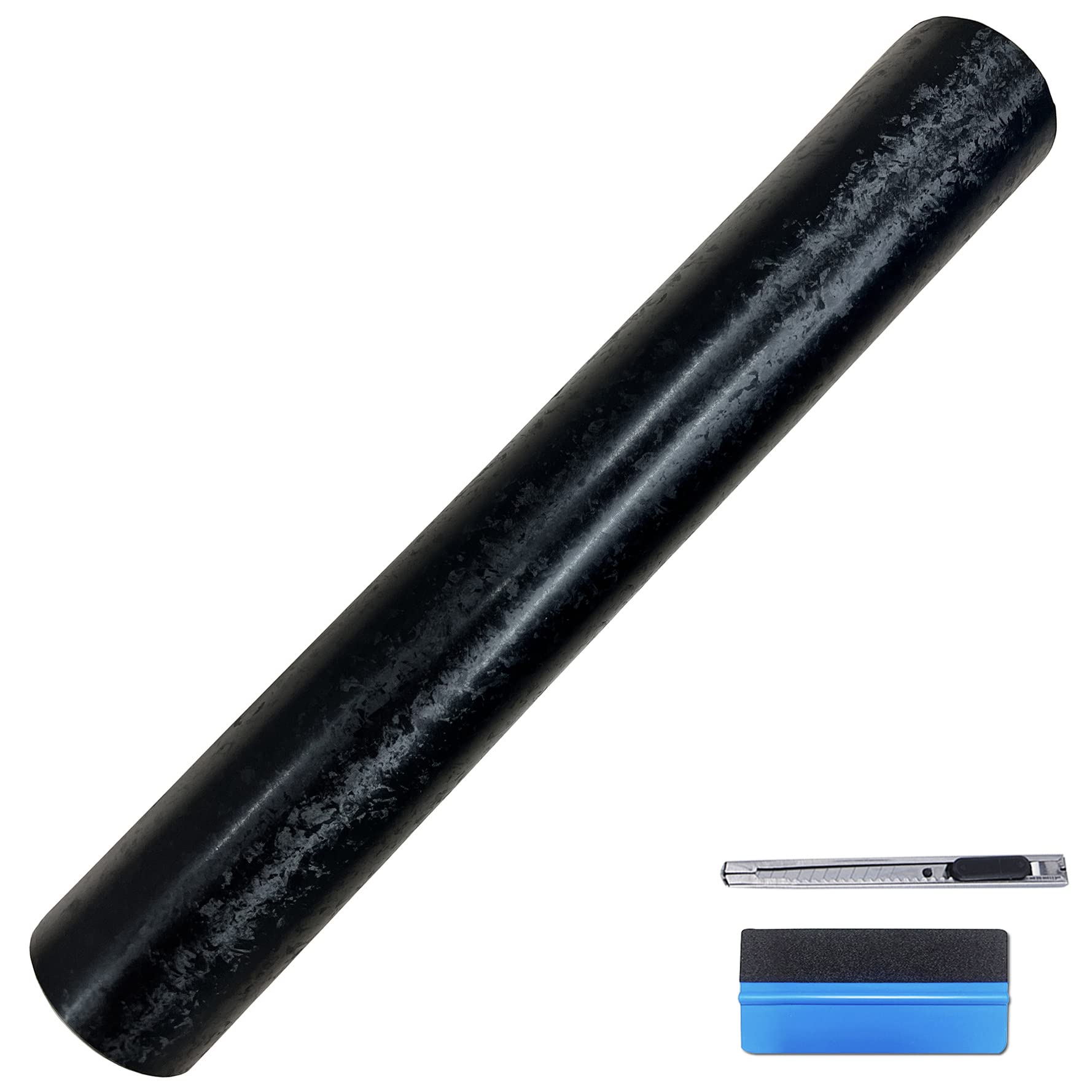 Lzlrun Forged Matte Carbon Fiber Black Vinyl Wrap Roll Air Release Sticker Sheet Film Diy Decal Car Auto Vehicle Morotcycle Self Adhesive - 1Ft X 3.5Ft