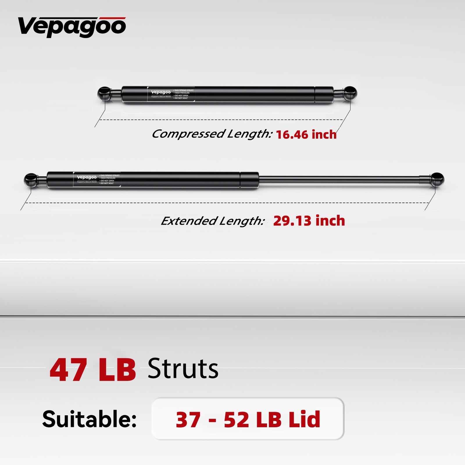 Vepagoo 29 Inch 47Lb/209N Gas Struts Shock Lift Support For Tv Cabinet Shed Window Snowmobile Roof Boat Hatch Trailer Truck Comp