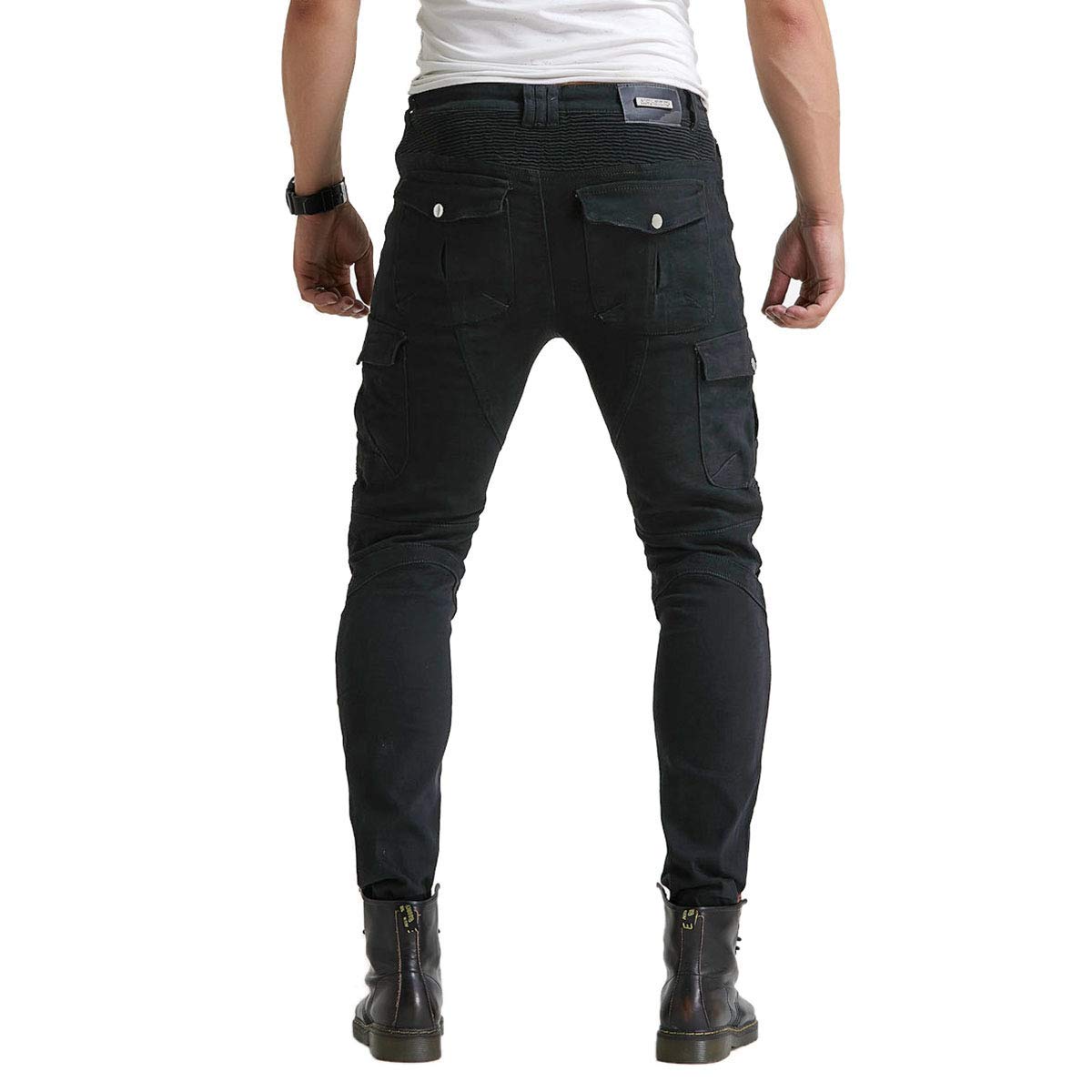 Men'S Motorcycle Riding Pants Denim Jeans Protect Pads Equipment With Knee And Hip Armor Pads Ves6 (Black, 3Xl=38)