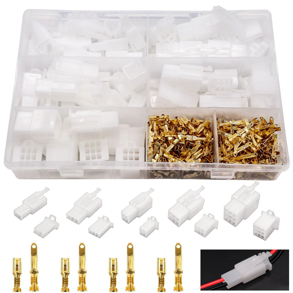 Seamaka 432pcs Automotive Electrical Wire Connectors Kit 2.8mm 2 3 4 6 9 Pin Automotive Electrical Wire Male Female Socket Plug 