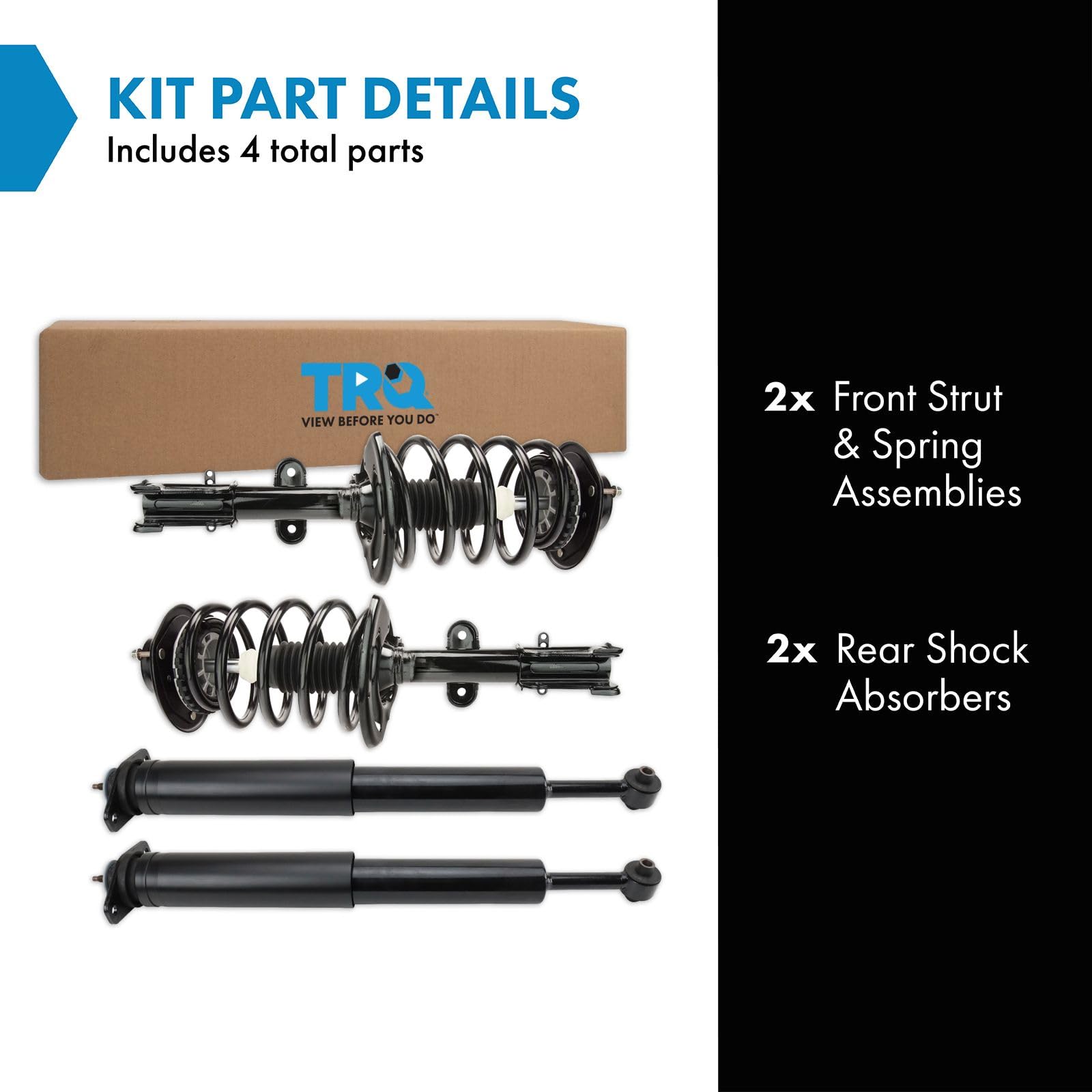 Trq Front And Rear Complete Strut Assembly & Shock Absorber Kit Complete Strut & Coil Spring Assembly Compatible With 2004-2008