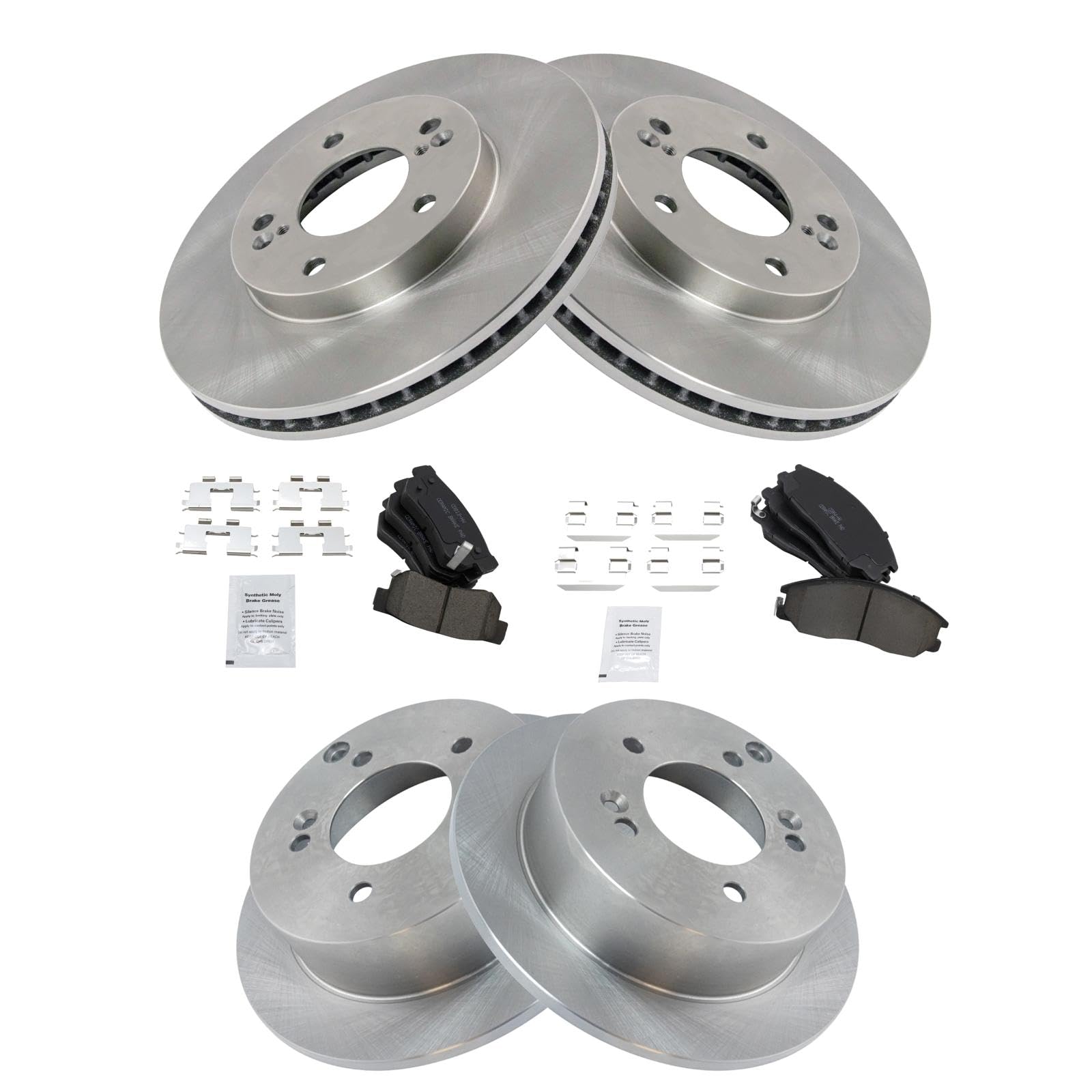 Trq Front And Rear Brake Pad & Rotor Kit Brake Pads Brake Rotor Ceramic Compatible With 2001 Hyundai Xg300 2002-2003 Xg350