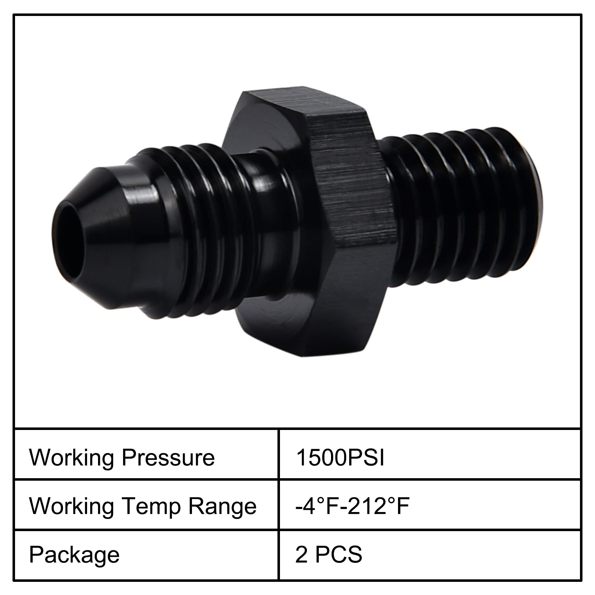 Evil Energy 4An Male Flare To M10 X 1.5Mm Male Metric Fitting Adapter Aluminium Alloy 2Pcs