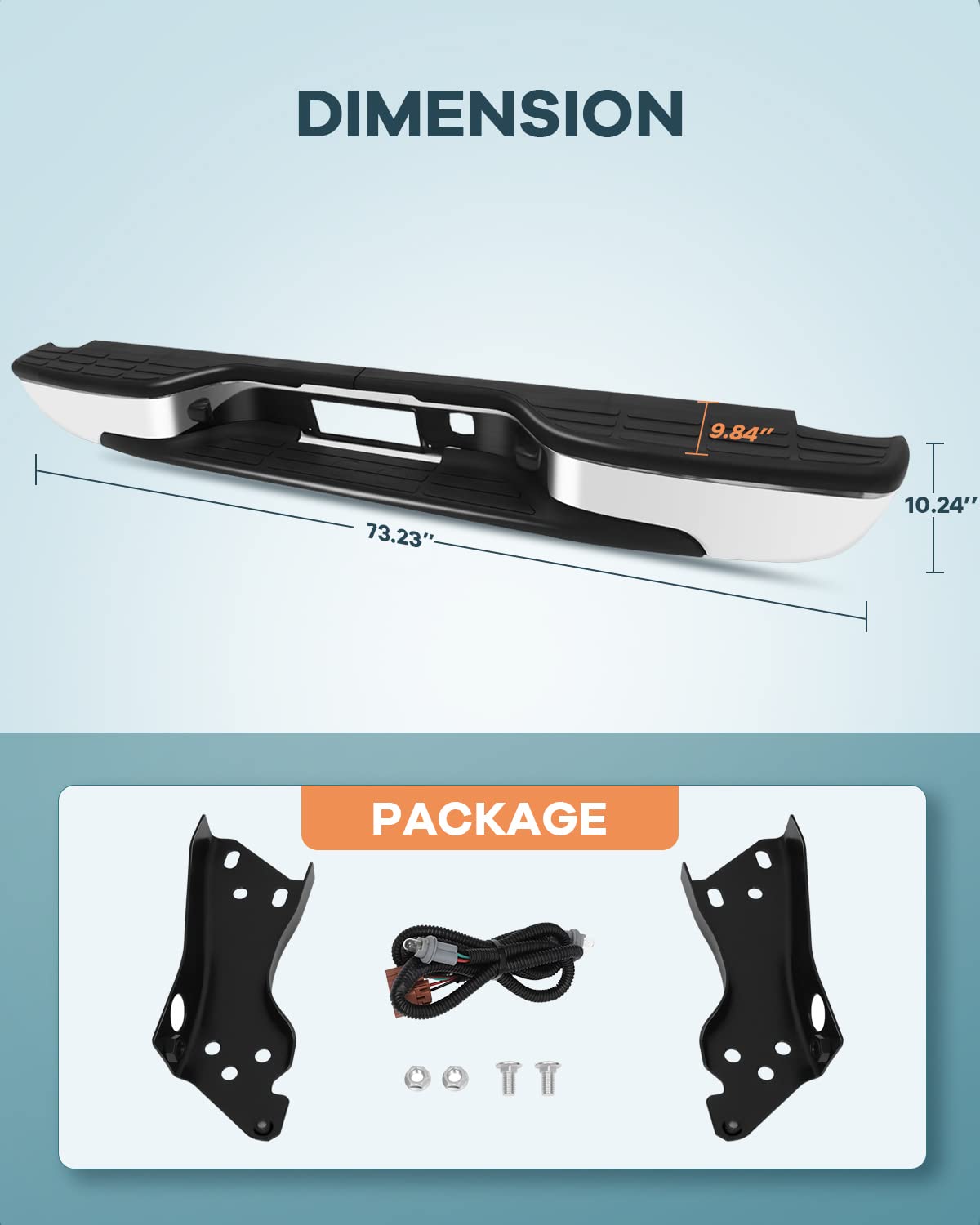 Findauto Chrome Rear Step Bumper,Back Bumper Fit For 1999-2006 For Chevrolet Silverado 1500 And For Gmc Sierra 1500, 2007 For Chevrolet Silverado 1500 Classic And For Gmc Sierra 1500 Classic