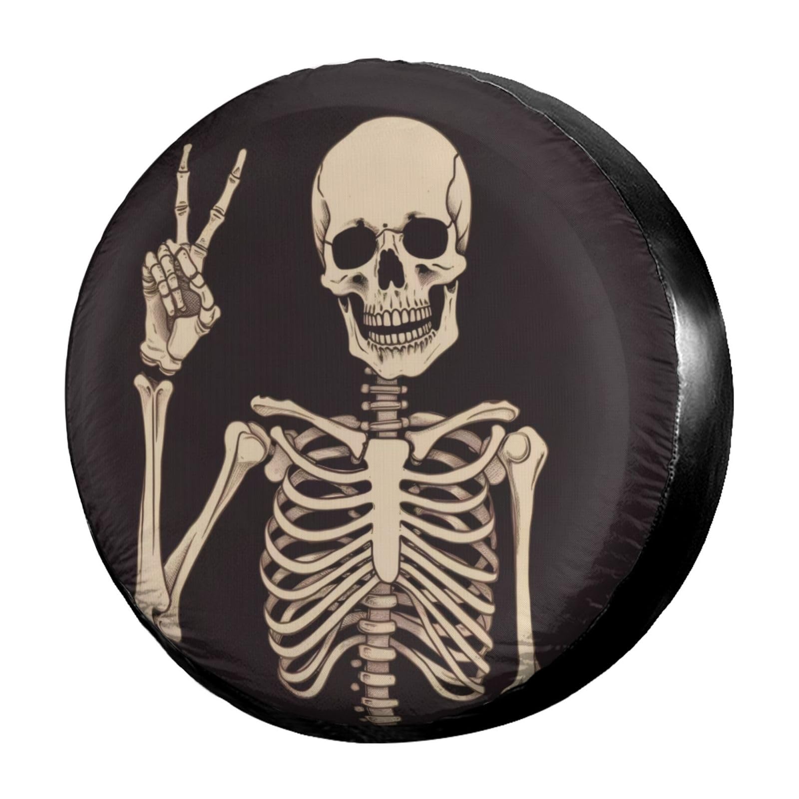 Dujiea Rock and Roll Skull Skeleton Spare Tire Cover, Universal Wheel Tire Cover Dust-Proof Tire Protectors for Trailer Rv Van S