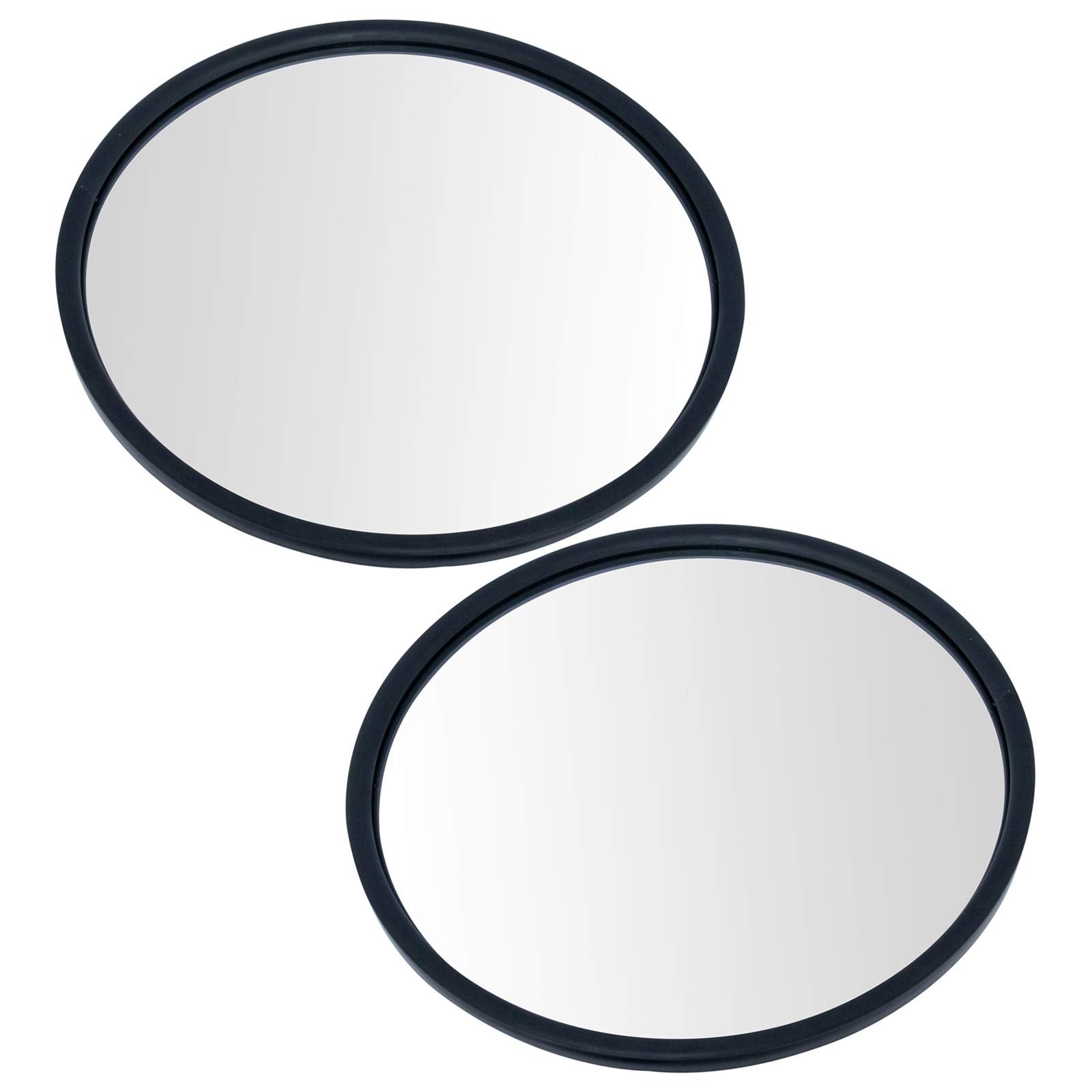 Trq 8.5'' Round Convex Steel Mirror Pair Set Black Center Stud W/Mounting Bracket