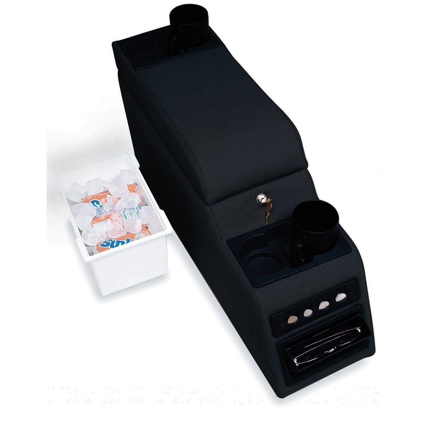 Rampage Products Locking Center Console For Jeep Cj | Black Denim | 31515 | Fits 1976-1983 Jeep Cj5 / 1976-1986 Jeep Cj7 / 1987-