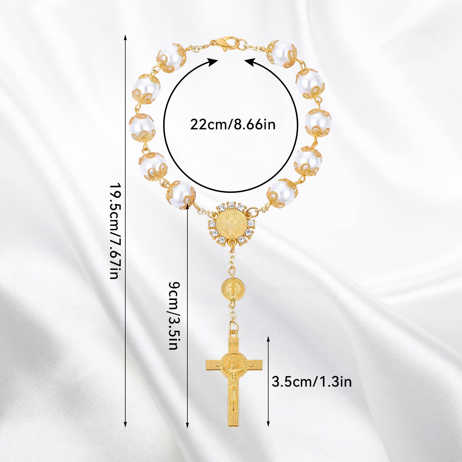 TIESOME 2 Pieces Car Rosary for Rearview Mirror, Rearview Mirror Auto Rosary Beads Car Medal and Cross Hanging Accessories for M