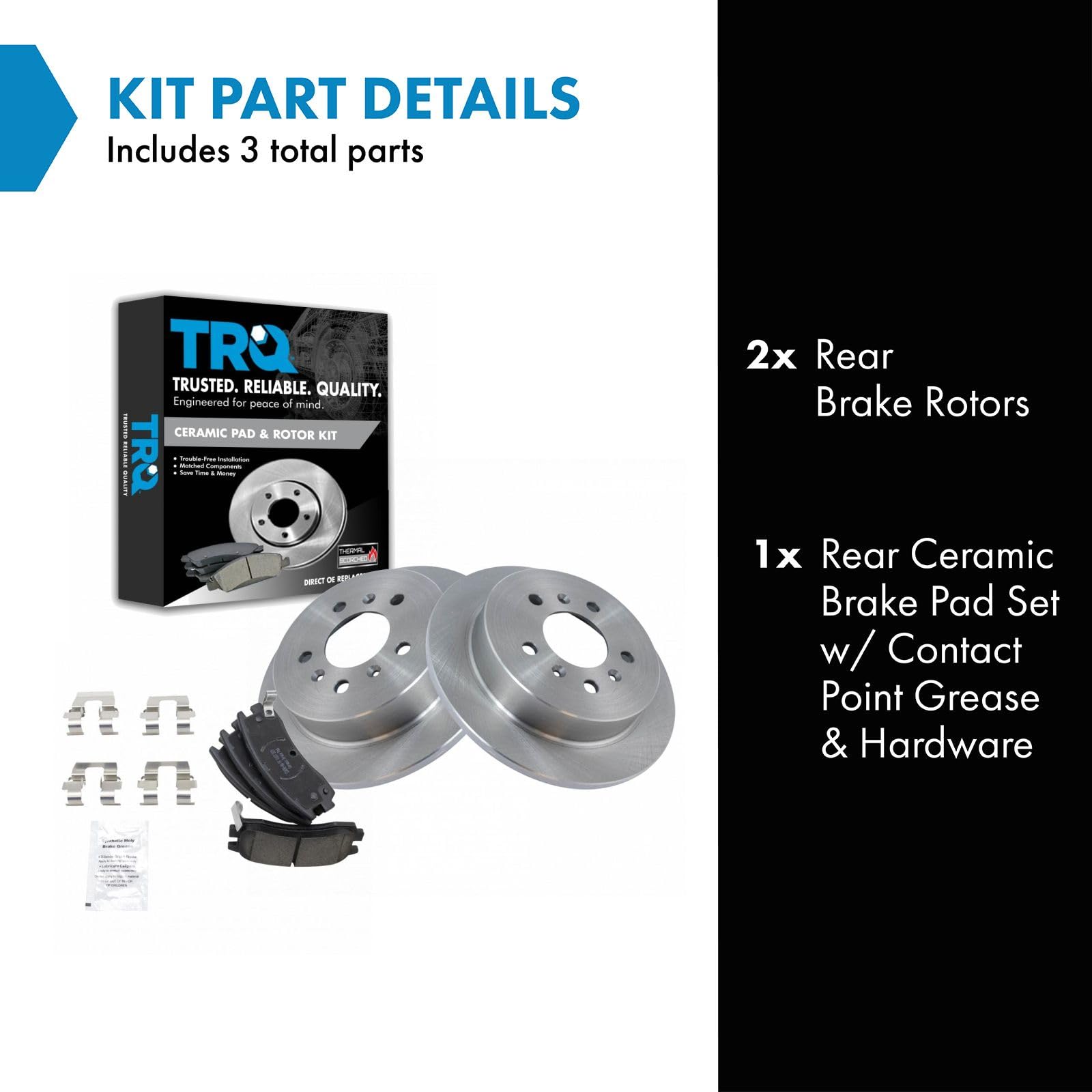 TRQ Rear Brake Pad & Rotor Kit Brake Pads Brake Rotor Ceramic Compatible with 2009 Buick LaCrosse 2006-2010 Chevrolet Impala 200