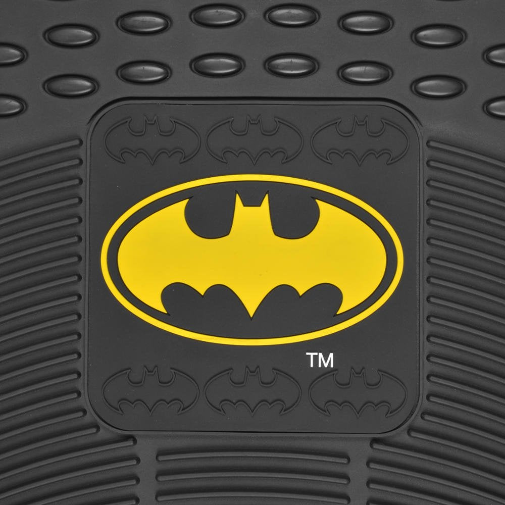 Dc Comics - Batman Car Floor Mats 3Pc Set - Logo On Heavy Duty Rubber, Fits Most Cars Trucks Van Suvs