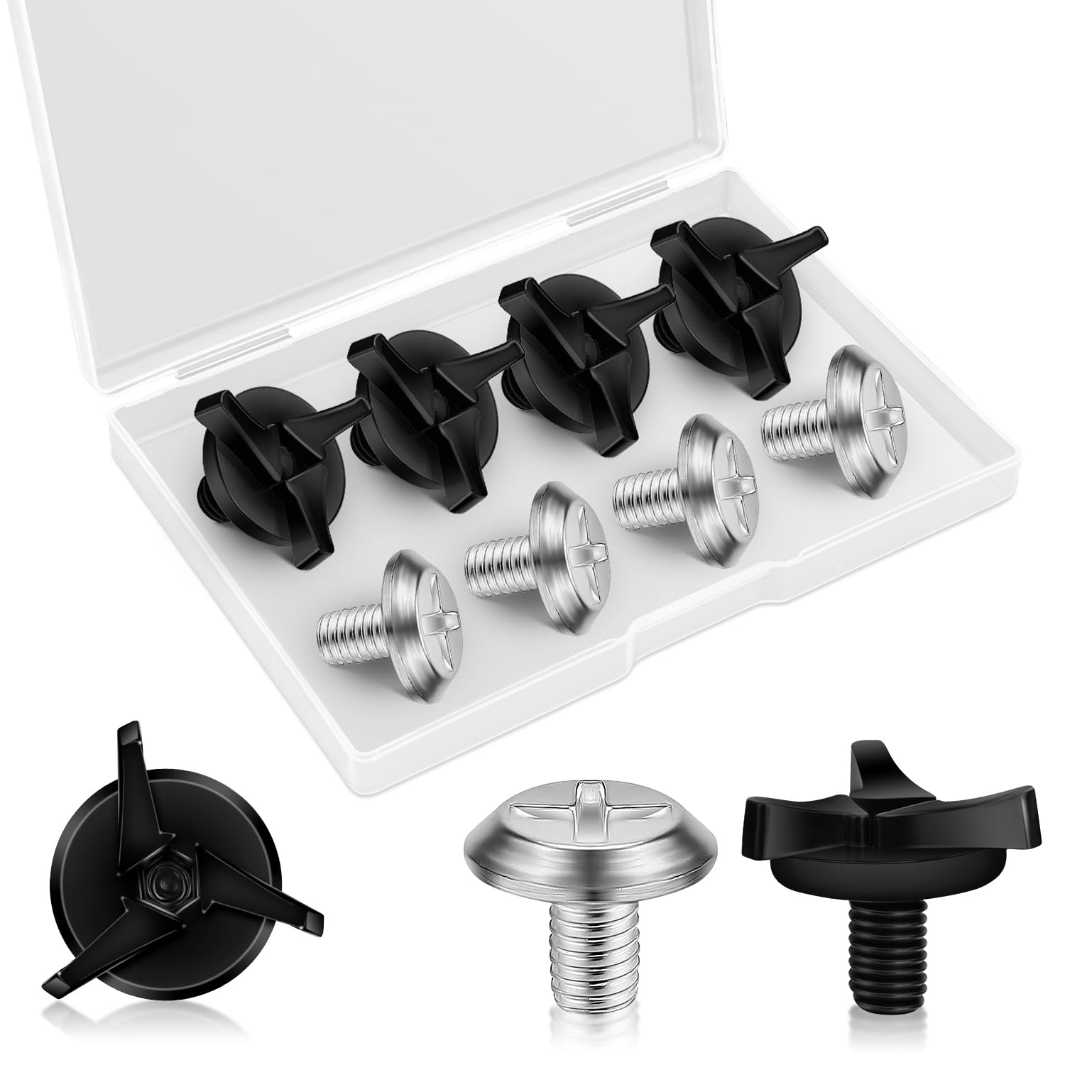 Leteveri 8Pcs Motorcycle Helmet Screws - Motorcycle Helmet Visor Screws Helmet Accessories (Black, Silver)