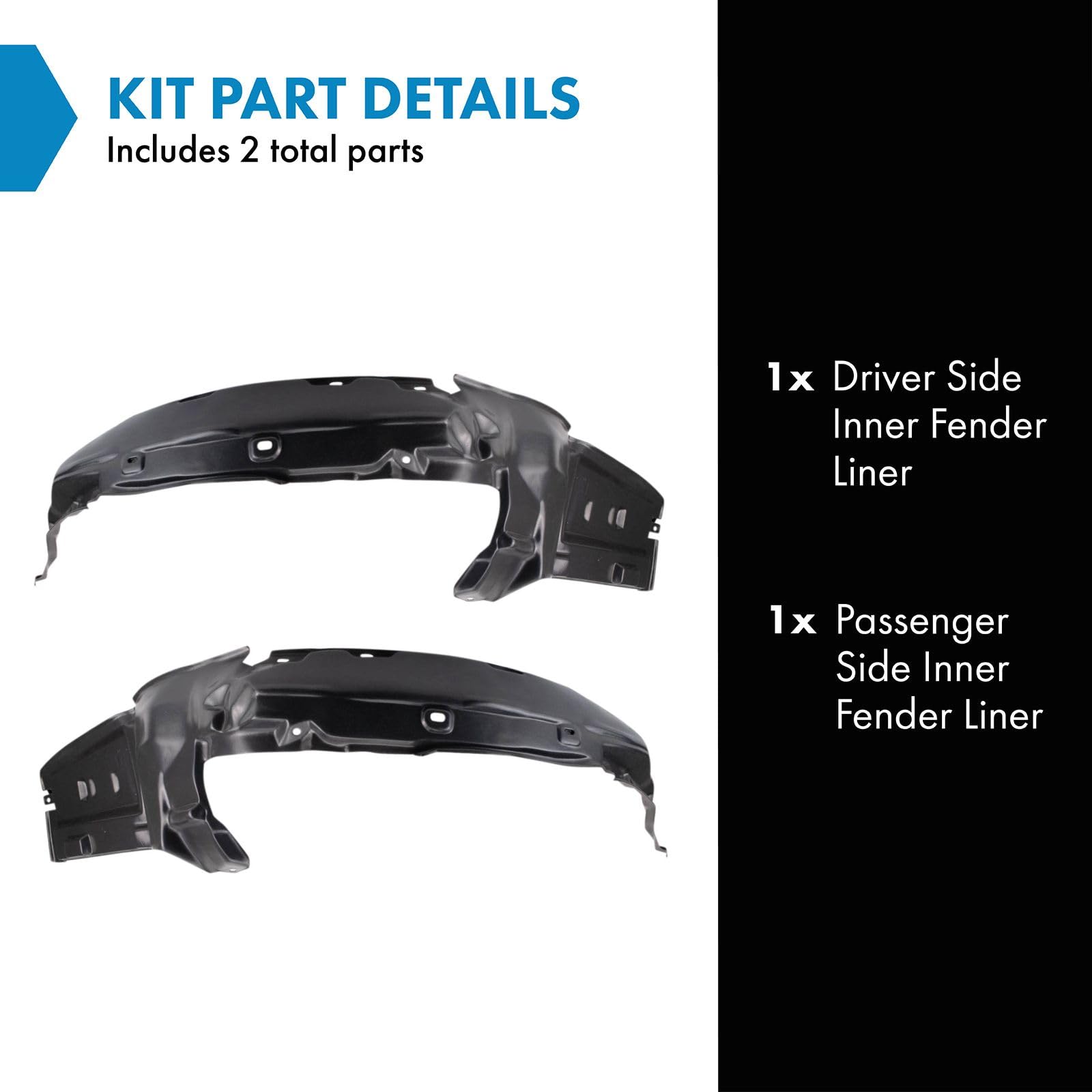 Trq Inner Fender Liner Set Compatible With 1997-1999 Acura Cl Ac1248107 Ac1249107