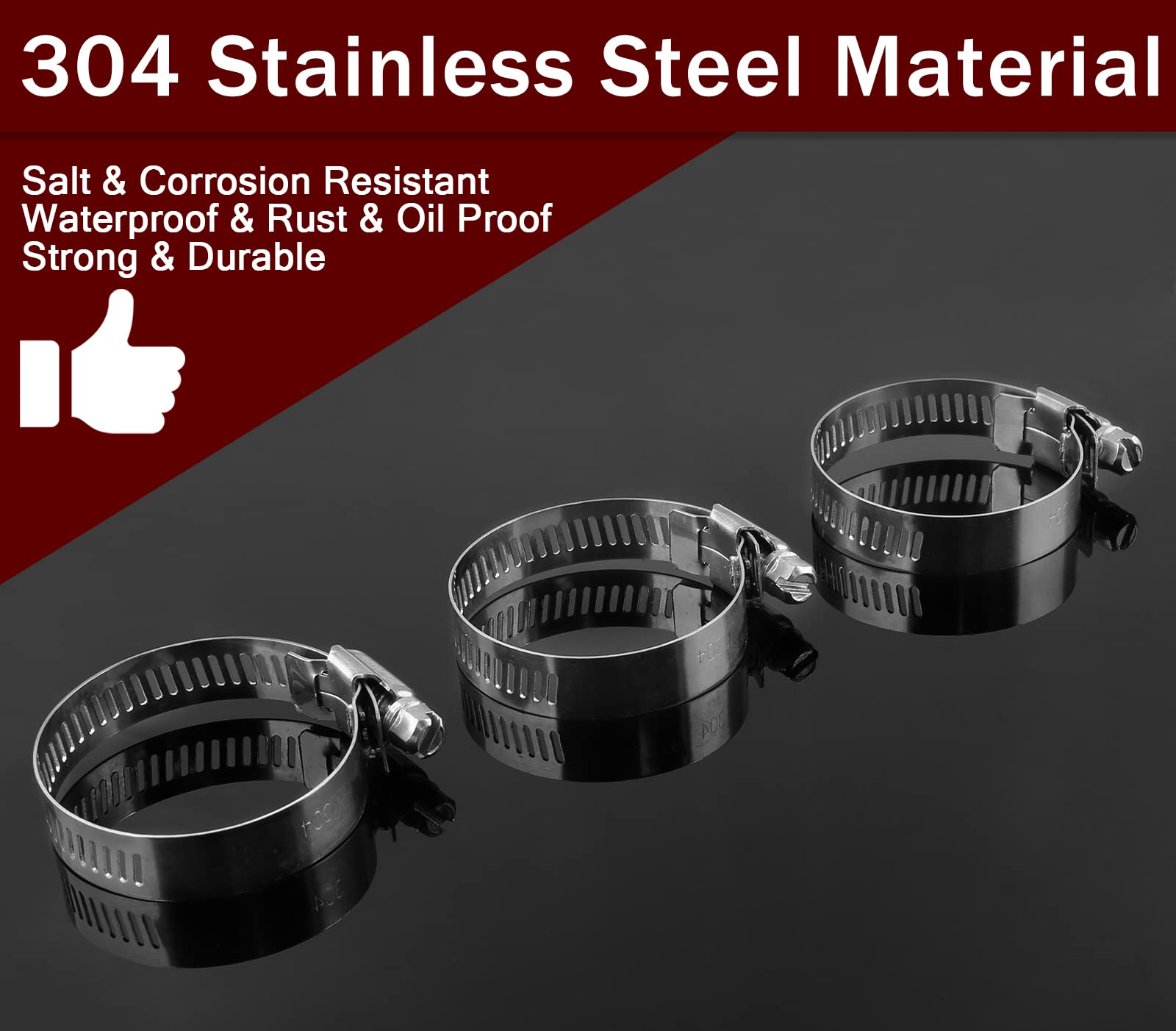 Auvotuis 12Pcs Stainless Steel Hose Clamps, 3/4 To 1-1/2 Inch Adjustable Worm Gear Hose Clamps For Fuel Line, Automotive Plumbin